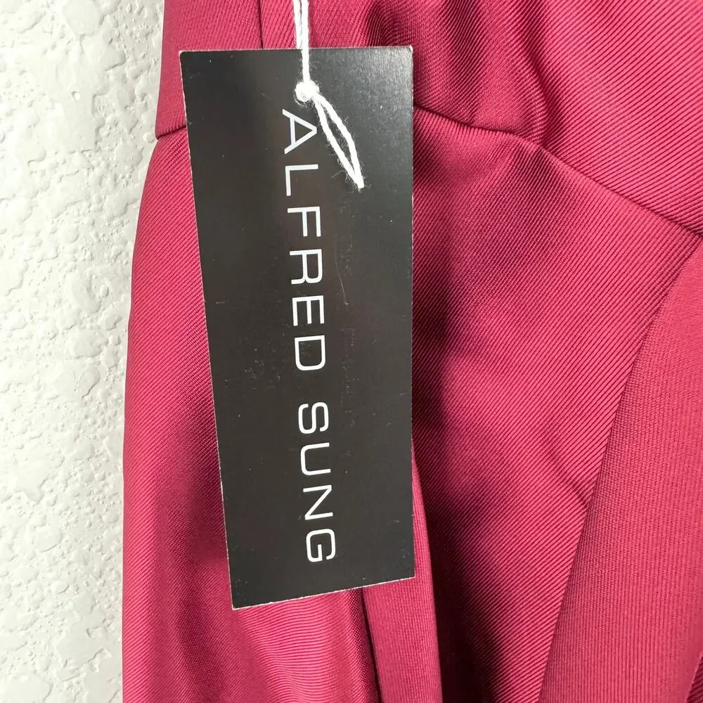 Red Dress - Alfred Sung Formal Dress, Burgundy Size 18 - Picture 5 of 14